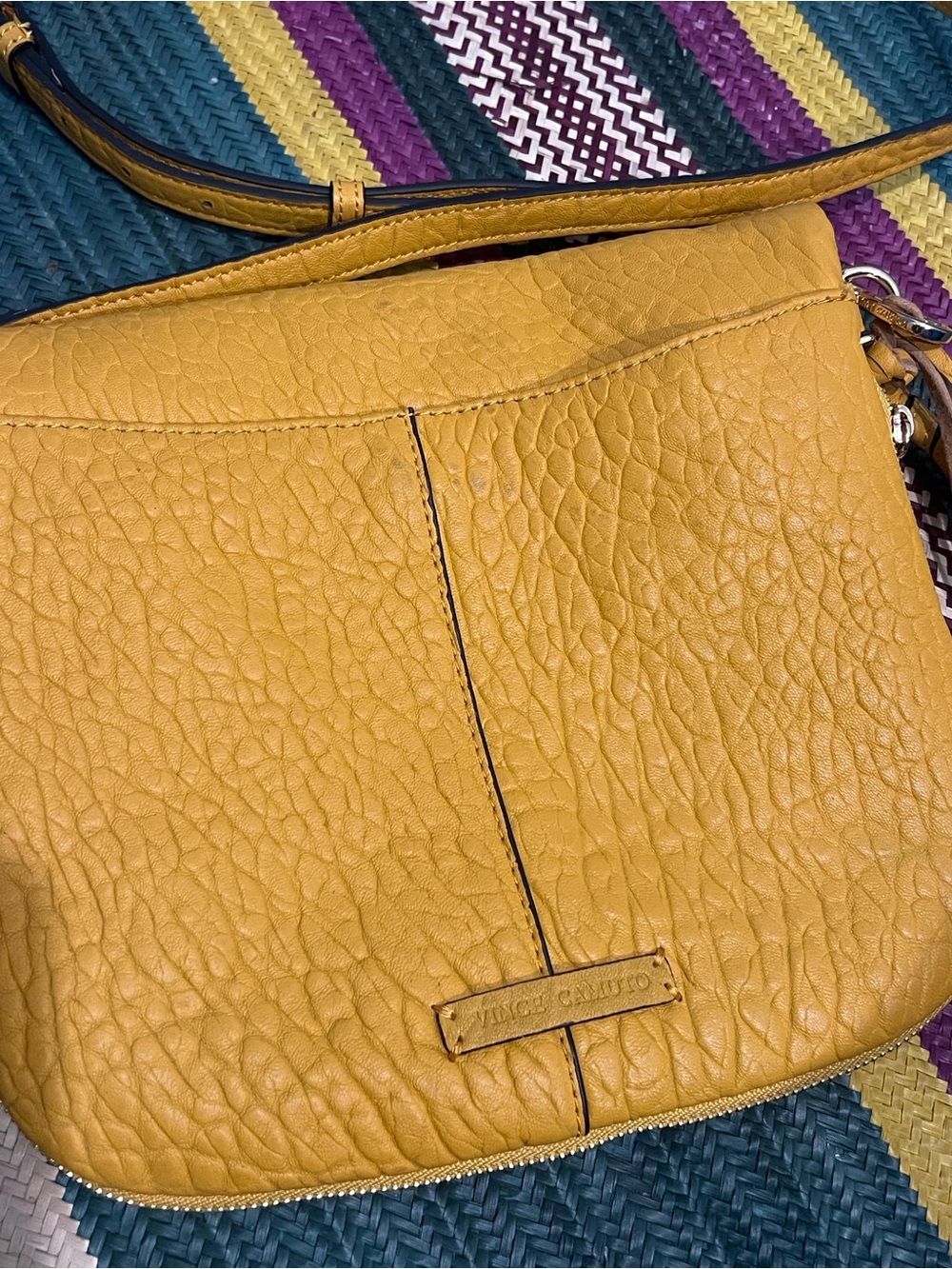 Vince Camuto Mustard Pebbled Leather Crossbody - Picture 2 of 9